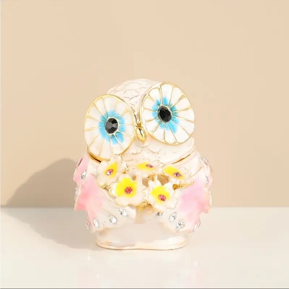 HAND PAINTED OWL TRINKET BOX-NWT - Picture 1 of 7